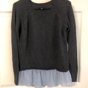 Grey Sweater with Mesh Sheer at Bottom